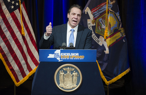 New York state Gov. Andrew Cuomo gives his State of the State address in Syracuse on Wednesday.